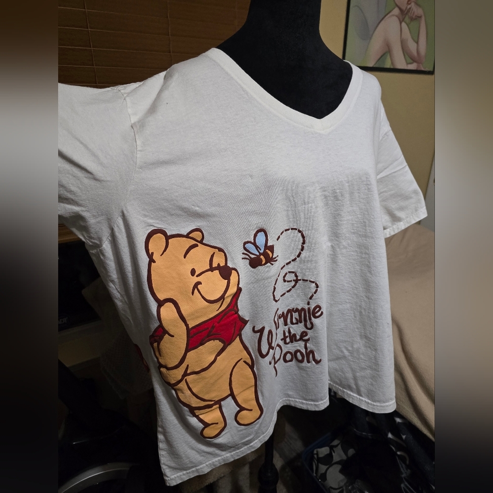 Disney Store White Organic Cotton T-Shirt With Winnie The Pooh (D)
